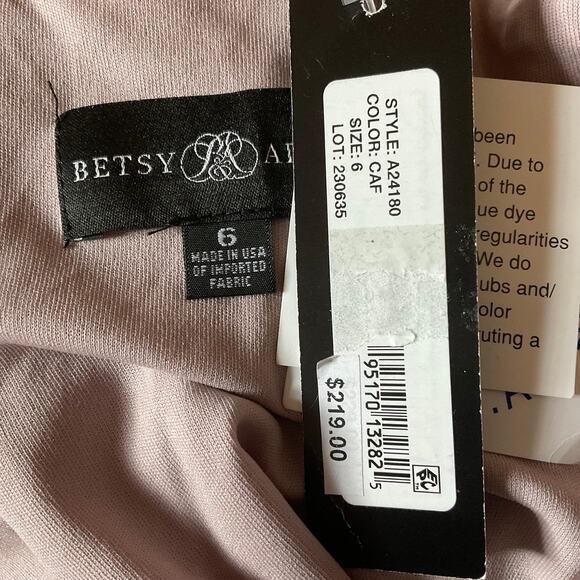 Betsy & Adam Metallic Knit Evening Gown Taupe Purple Size 6 Thigh Slit Formal - Picture 9 of 12